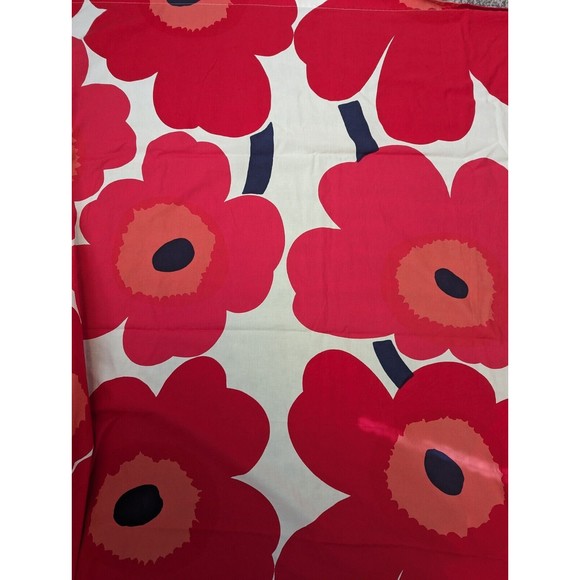 Marimekko Other - ❤️SOLD❤️ Marimekko Mini Unikko Full Size Flat Sheet Red Floral 100% Cotton EUC